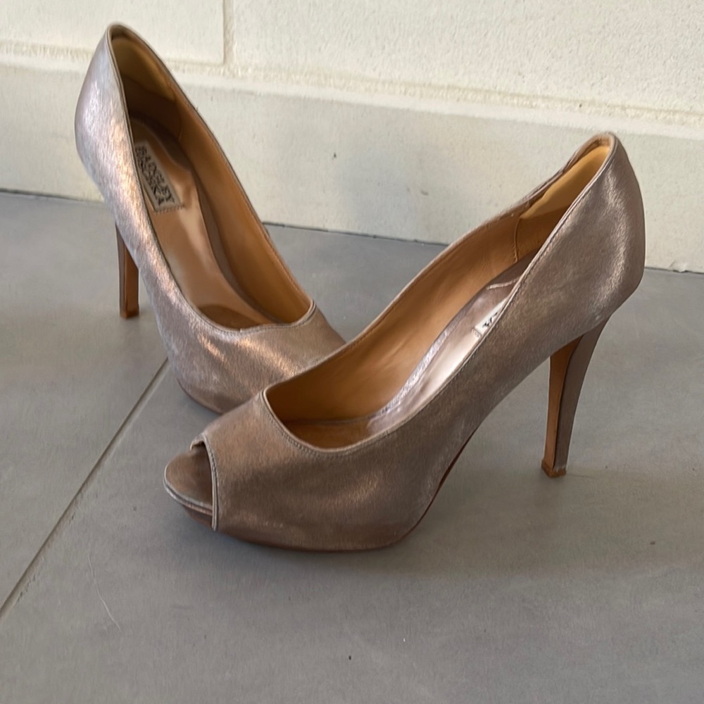 Badgley Mischka peep toe platform heels